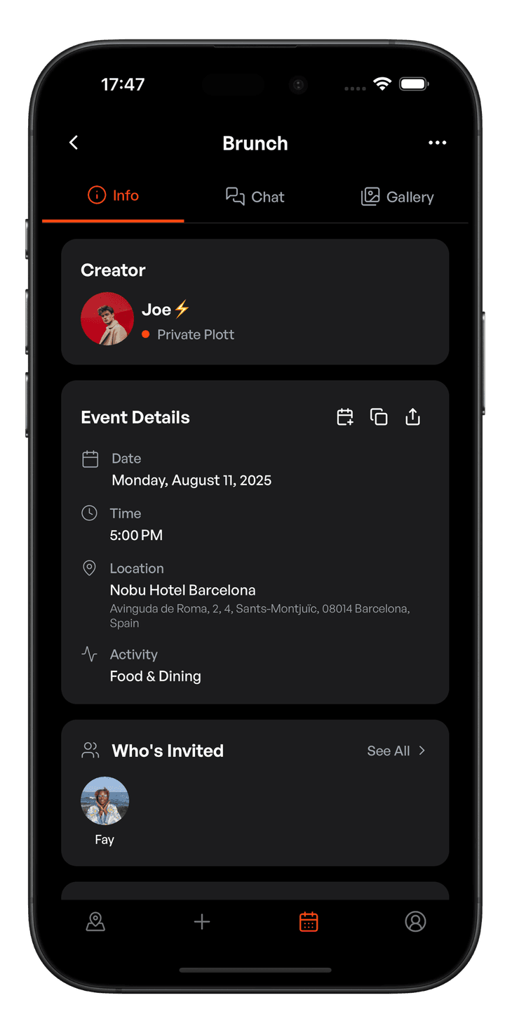 Private plotts interface in Plott app